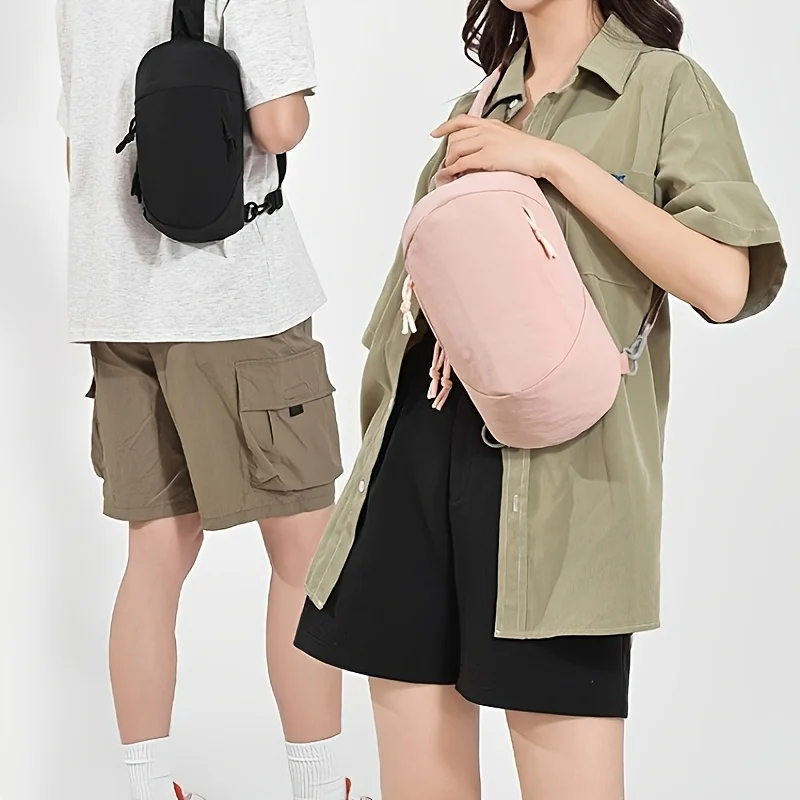 sac de randonnée en plein air léger pour couple, sac à bandoulière, tendance à la mode, couleur unie, sac de poitrine polyvalent, sac à bandoulière