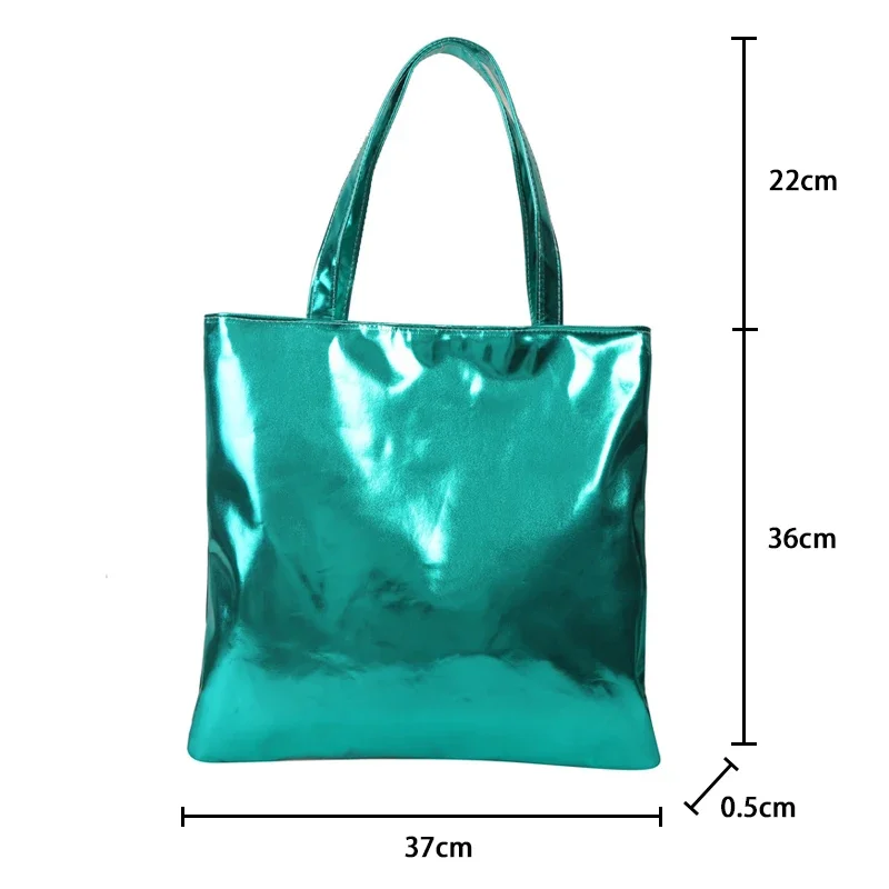 sacs fourre tout brillants pour femmes, pochette de shopping de grande capacité, sacs à main en cuir pu brillant décontracté, sac à bandoulière pour filles