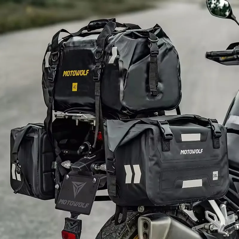 motowolf sacs de moto étanche en plein air grande capacité moto bagages sac de selle