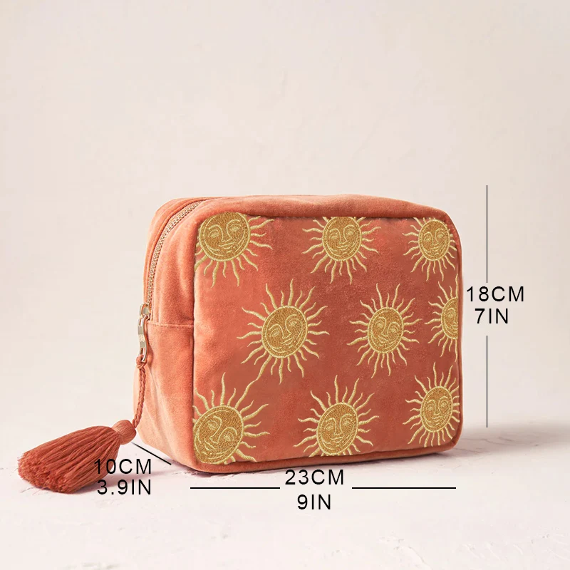 trousse de maquillage imprimée square sun god, trousse à main pour articles de toilette quotidiens.