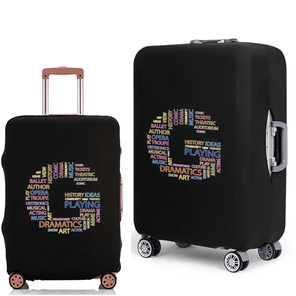 étui à bagages 2022, housse de protection avec texte 26 lettres, motif de voyage, élastique, housse anti-poussière pour valise de 18 à 28 pouces