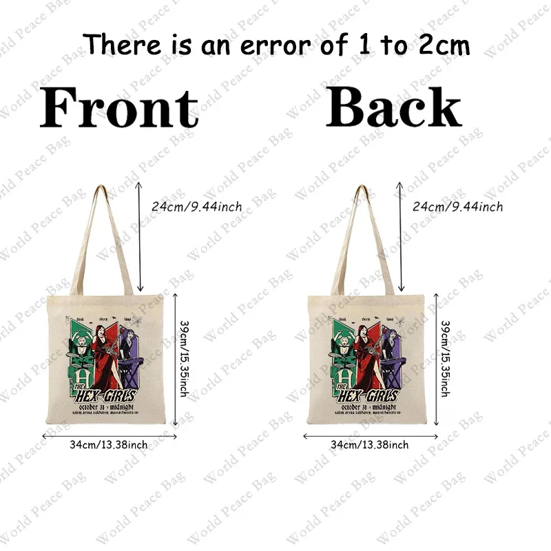 sac voyage toile motif hex girls beige bandoulière personnages stylisés voyage journee shopping réutilisable femmes