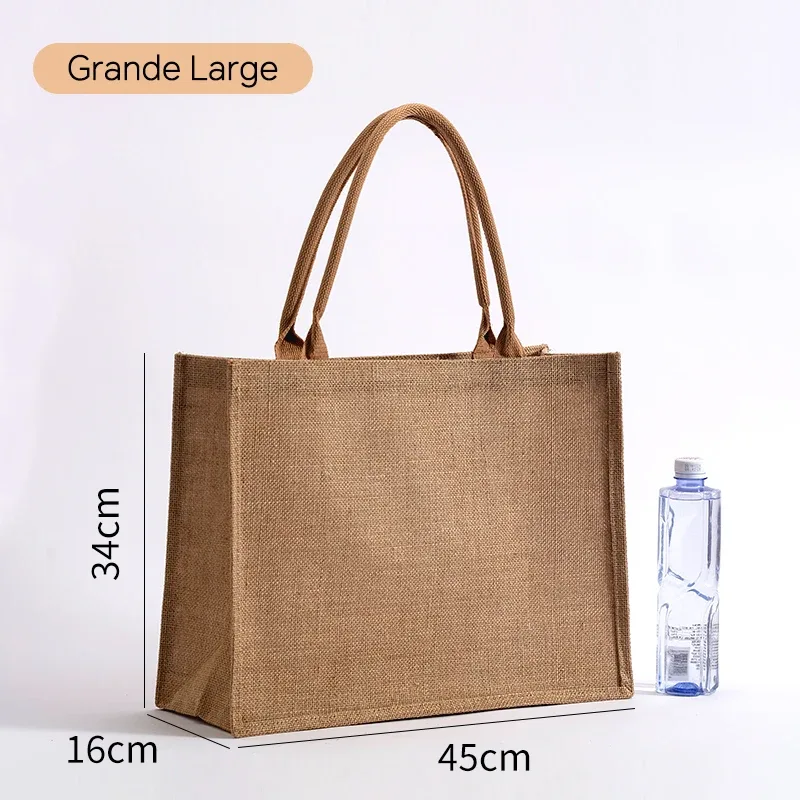 lot de 100 sacs fourre-tout en toile de jute personnalisés, sacs d'épicerie, sacs de plage, sacs cadeaux de mariage et d'anniversaire, sacs laminés avec logo, vente en gros