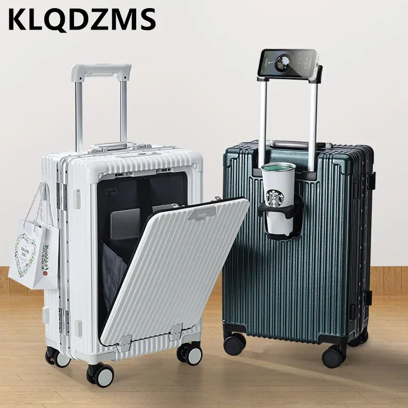 klqdzms bagage multifonctionnel à ouverture frontale 18"20"24 pouces, cadre en aluminium, bagage de cabine durable, valise portable pour ordinateur portable