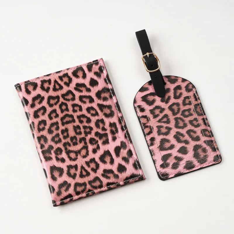 porte-passeport en cuir pu imprimé léopard, étui de protection pour passeport, étiquettes de bagages de voyage, accessoires de voyage pour femmes et hommes