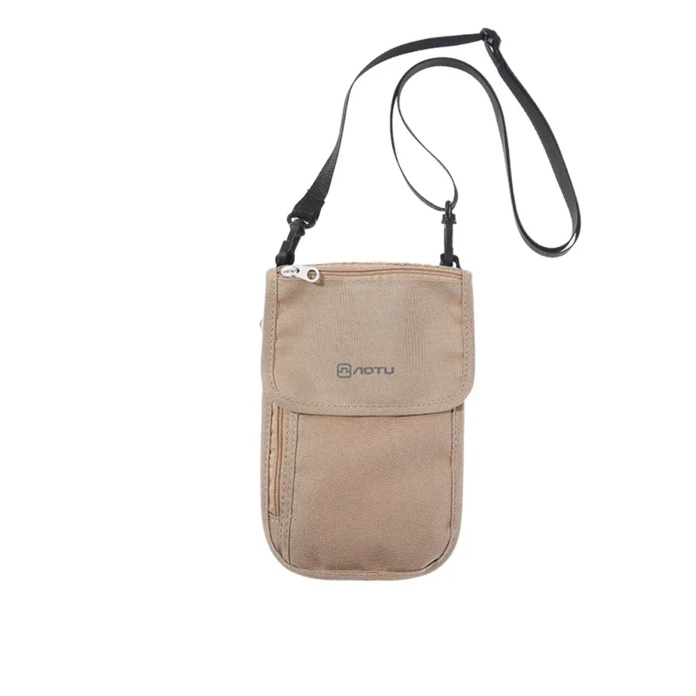 accessoires de voyage portefeuille de voyage en nylon kaki noir portefeuille pour passeport avec fermeture éclair housse de protection pour passeport pochette de voyage pour le cou