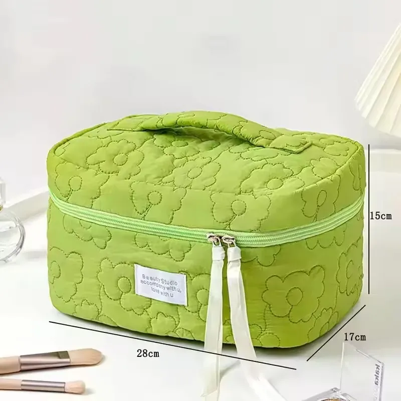 trousse de maquillage matelassée cloud, grande capacité, organiseur de cosmétiques avec poignée pour les voyages et l'usage quotidien