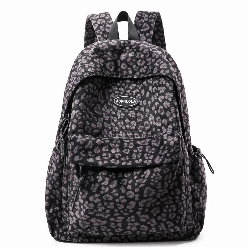 sac à dos pour ordinateur portable imprimé léopard, grande capacité, multi-poches, cartable pour étudiants, sac de voyage oxford pour adolescentes