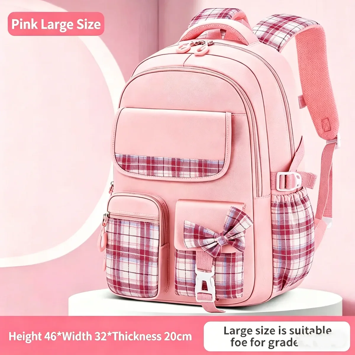 sac à dos à carreaux pour enfants, protection de la colonne vertébrale, sac étanche léger, grande capacité, élèves du primaire, filles, nouveau