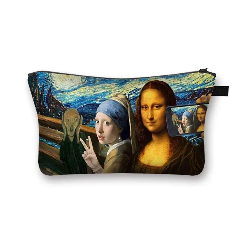 starry night / kiss / waterlily – trousse à cosmétiques pour femmes, trousse de maquillage van gogh / gustav klimt / monet