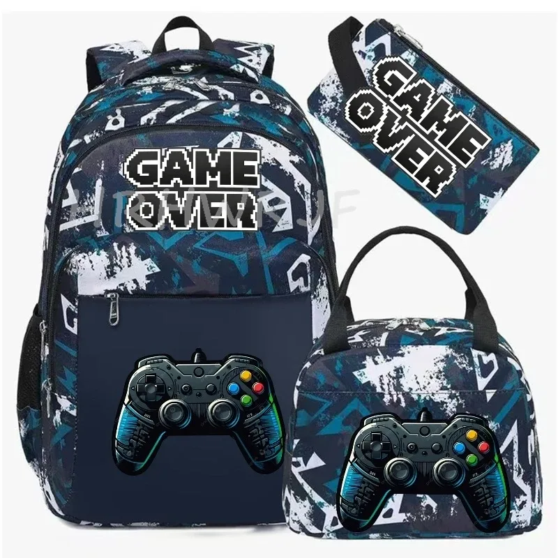 lot de 3 sacs à dos camouflage pour garçons avec sac à déjeuner, grande capacité, pour l'école, les livres et les voyages