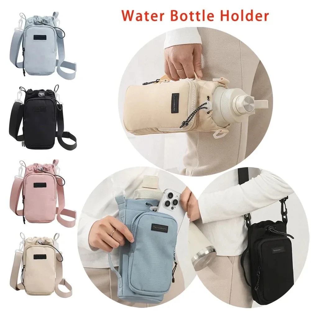 Porte-bouteille d'eau isotherme unisexe avec sangle, sac bandoulière avec poche pour téléphone, sac de transport portable pour le sport et autres activités.