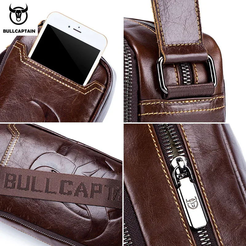 bullcaptain marque hommes bandoulière sacs à bandoulière de haute qualité mode hommes bages homme d'affaires sac de messager en cuir véritable sac