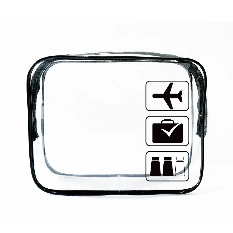 trousse de toilette transparente de taille quart approuvée par tsa – trousse de maquillage transparente pour les voyages aériens. conception anti-fuite de haute qualité.