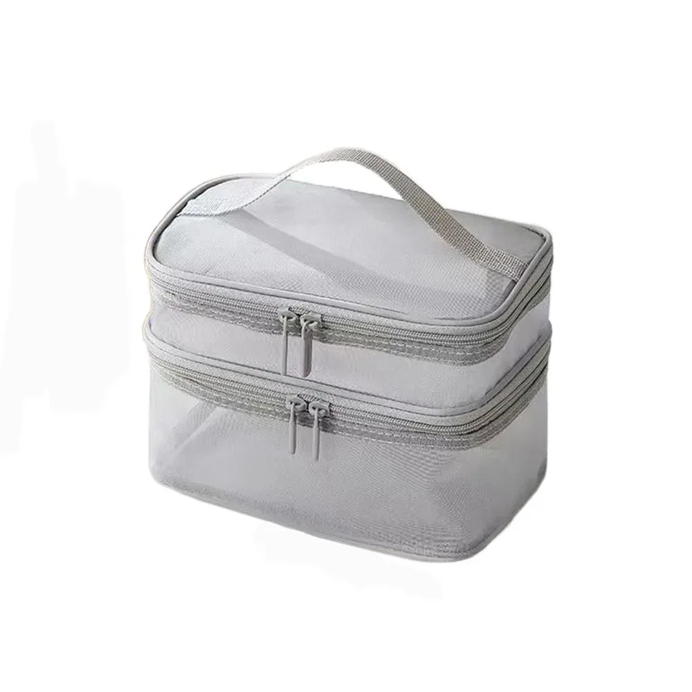 sac de voyage transparent en maille pour cosmétiques, sac de rangement de grande capacité, sac de rangement pour maquillage, sac de toilette à 2/3 couches, sac de toilette pour la gym et la natation