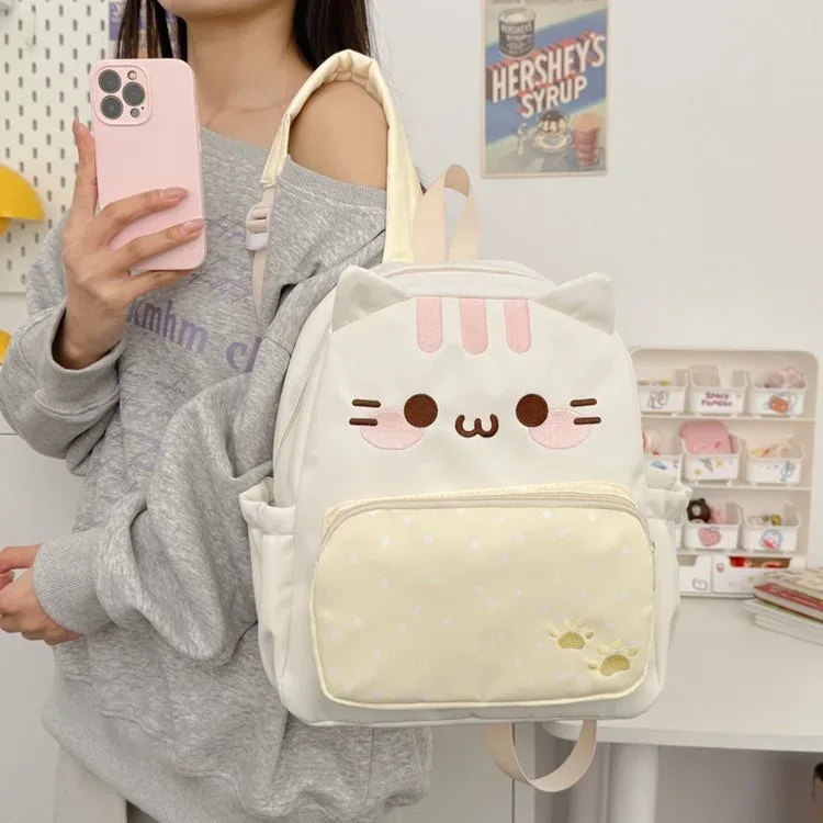 sac à dos chat de dessin animé pour filles et femmes, sac d'école mignon pour étudiantes, sac de voyage grande capacité
