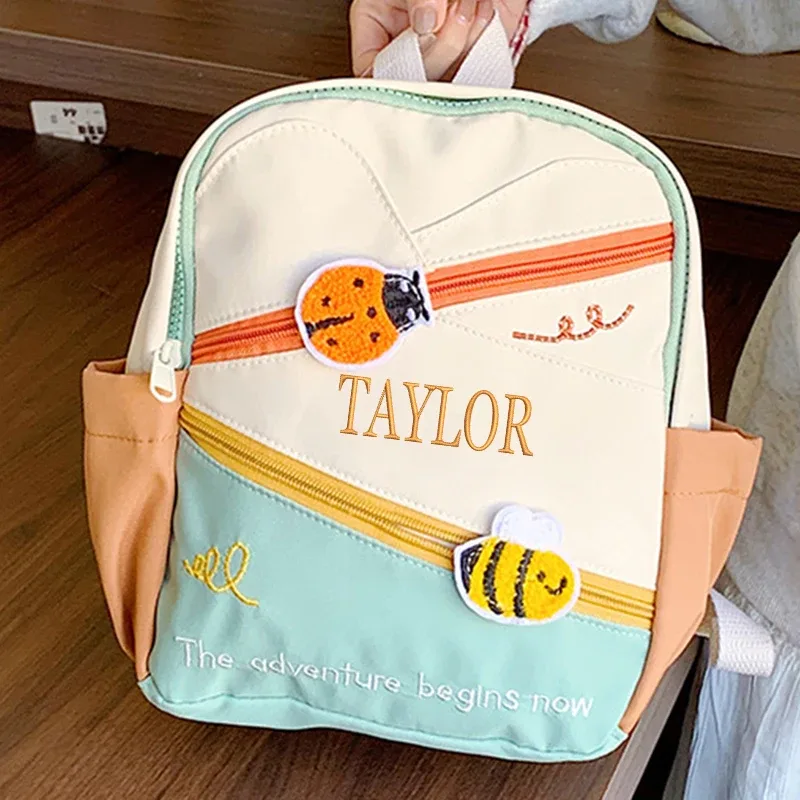 broderie personnalisée/style standard 2 options, blocs de couleurs dopamine, sac à dos élégant, sac à dos décontracté, super mignon !! !