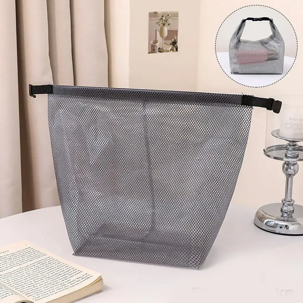 sac de maquillage en maille imperméable, organiseur de toilette portable, sac à main transparent, pochette de rangement de voyage, sac fourre-tout pliable multifonctionnel