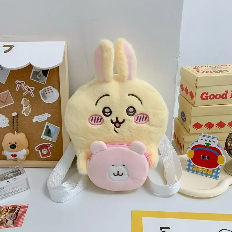 nouveau sac à bandoulière en velours brodé chiikawa, sac à dos de rangement pour figurines anime, sacs kawaii pour femme