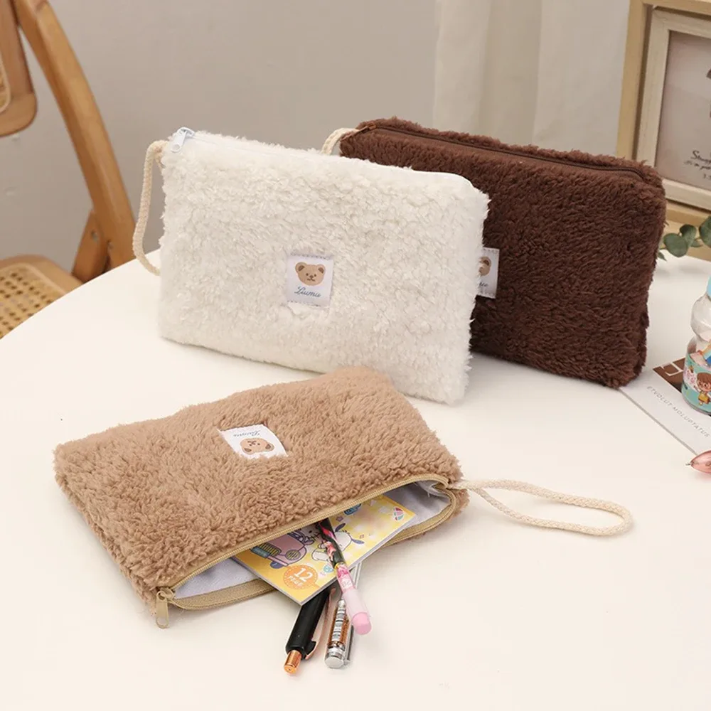 grande capacité mignon en peluche voyage cosmétique rouge à lèvres sac de rangement femmes kits de maquillage sacs à main organisateur portefeuille trousse à crayons pochette sac