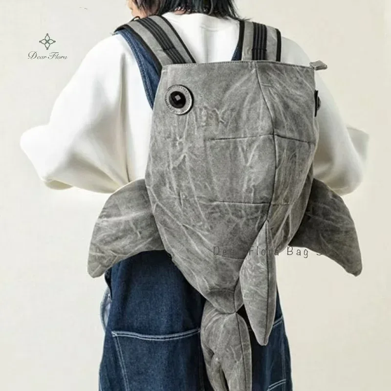 y2k – sac à dos drôle en forme de requin baleine, sac de voyage durable de grande capacité pour femmes et hommes, mignon sac à dos de dessin animé en plein air, cartable d'étudiant