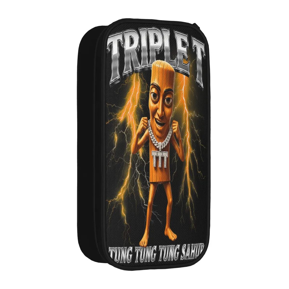tung sahur cosplay funny calling meme wooden man brainrot trousse à crayons en toile pour garçons et filles, tendance, pour l'école