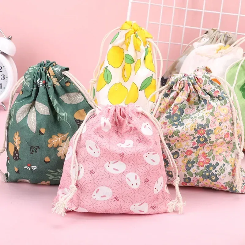 mini sac de rangement à cordon imprimé fruits, mignon, organisateur de poche pour bonbons, bijoux, sacs à cosmétiques, changement de pièce de monnaie, rouge à lèvres, pochette pour écouteurs