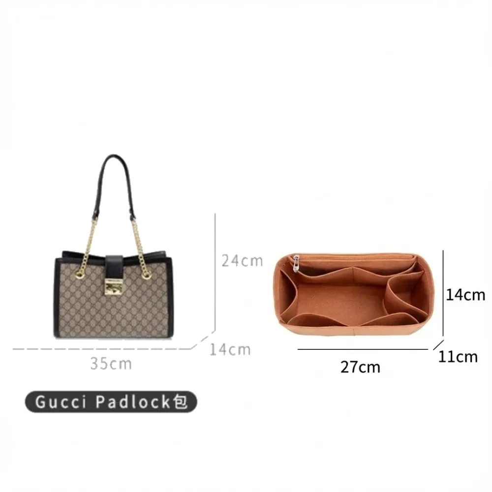 organisateur de sac à main en feutre de qualité supérieure, insert de sac, séparateur intérieur, pochette de rangement pour maquillage et voyage, pour sacs fourre-tout avec cadenas et accessoires