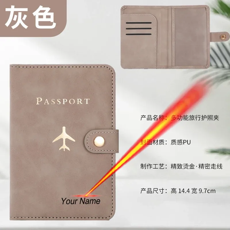 porte-passeport personnalisé avec nom personnalisé sur la couverture, étui de couverture pour passeport d'avion, organisateur de documents de voyage