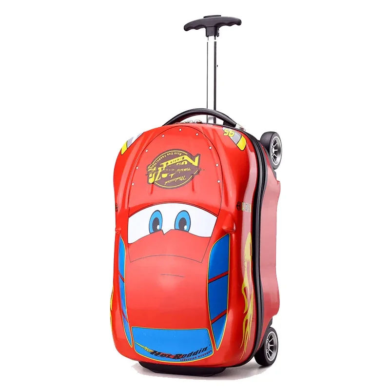 valise rouge animaux voiture caractérisée abs rigidité enfant jeu voyage roulettes fixes compacte légère