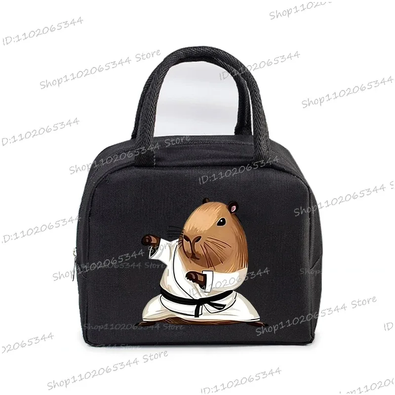 kawaii capybara design boîte à déjeuner sac de rangement femmes dessin animé capybara imprimer portable bento sacs animaux capybara amant sacs à déjeuner