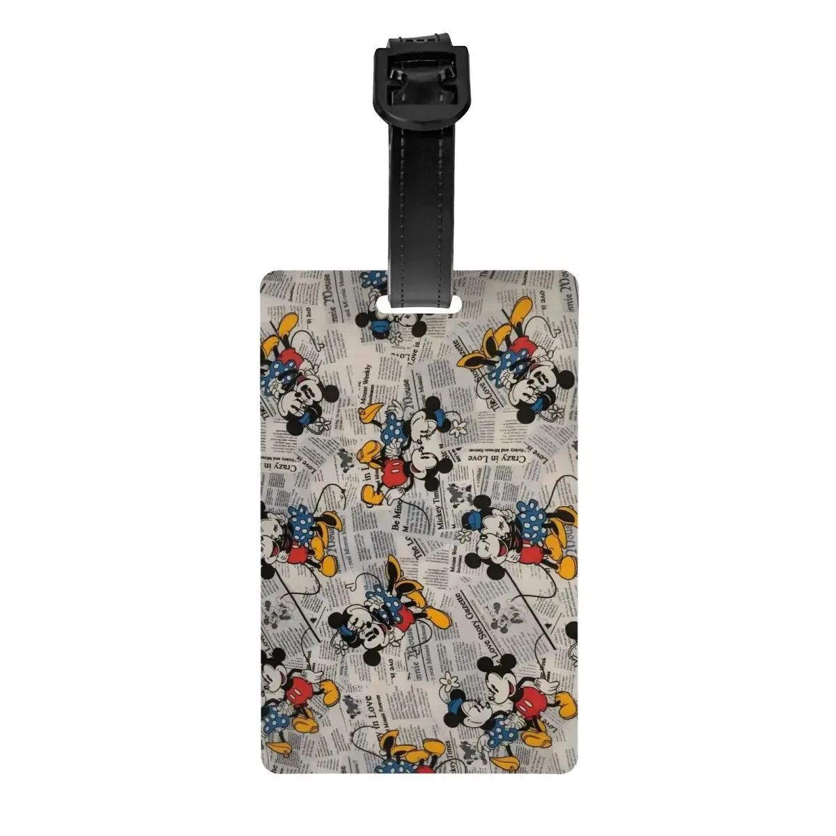étiquette de bagage personnalisée m-mouse pour valises, étiquettes de bagage mignonnes de dessins animés, étiquette d'identification avec couverture de confidentialité