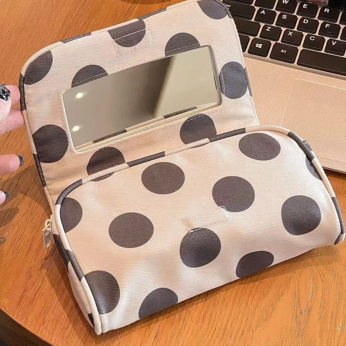 grande trousse de maquillage portable de voyage avec miroir, sac cosmétique à main, organiseur de toilette pour femmes, cadeau