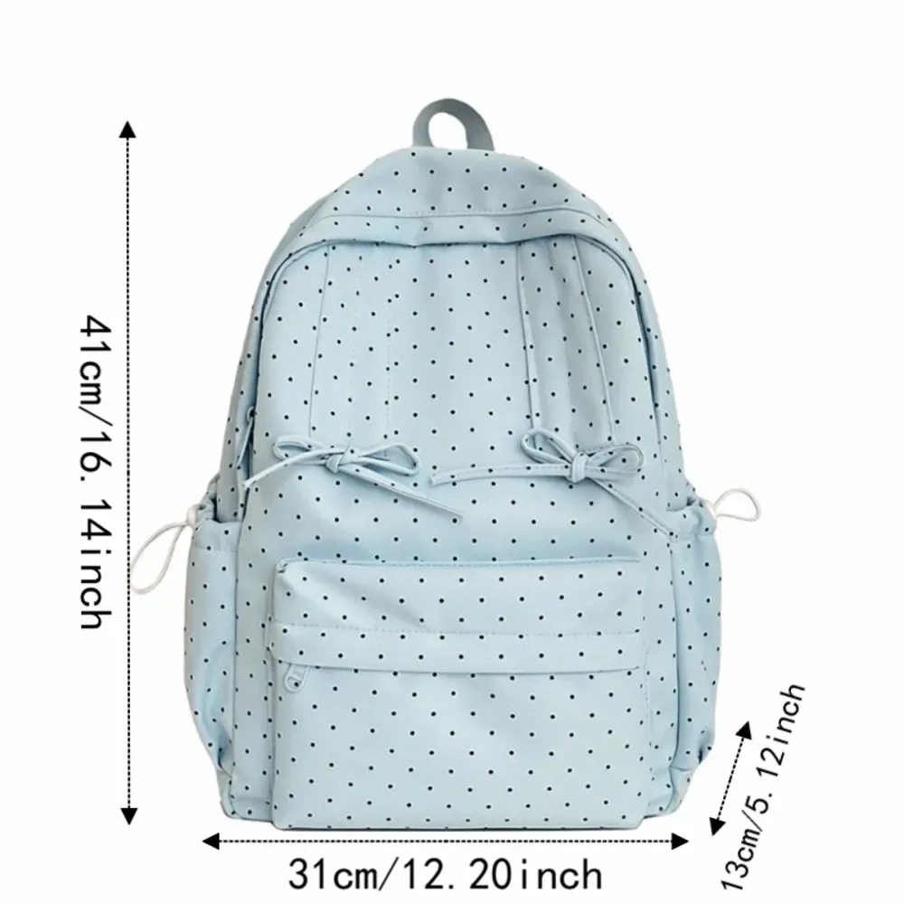 sac à dos y2k à pois, grande capacité, léger, minimaliste, durable, avec nœud, pour étudiants, école, voyage