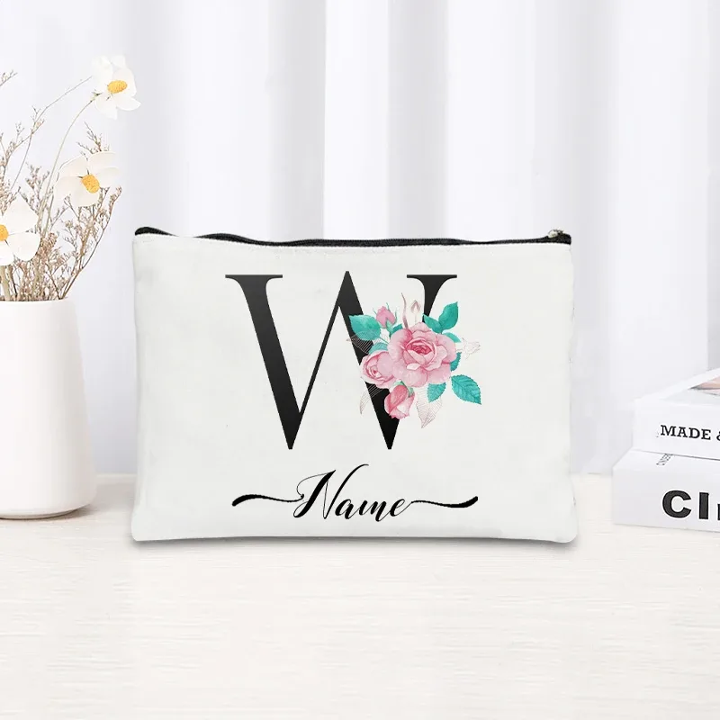trousse de maquillage personnalisable avec nom, trousse de maquillage de voyage, trousse de maquillage pour mariage, trousse de maquillage individuelle, trousse de maquillage en toile pour fêtes, organiseur de cosmétiques, cadeaux pour femme