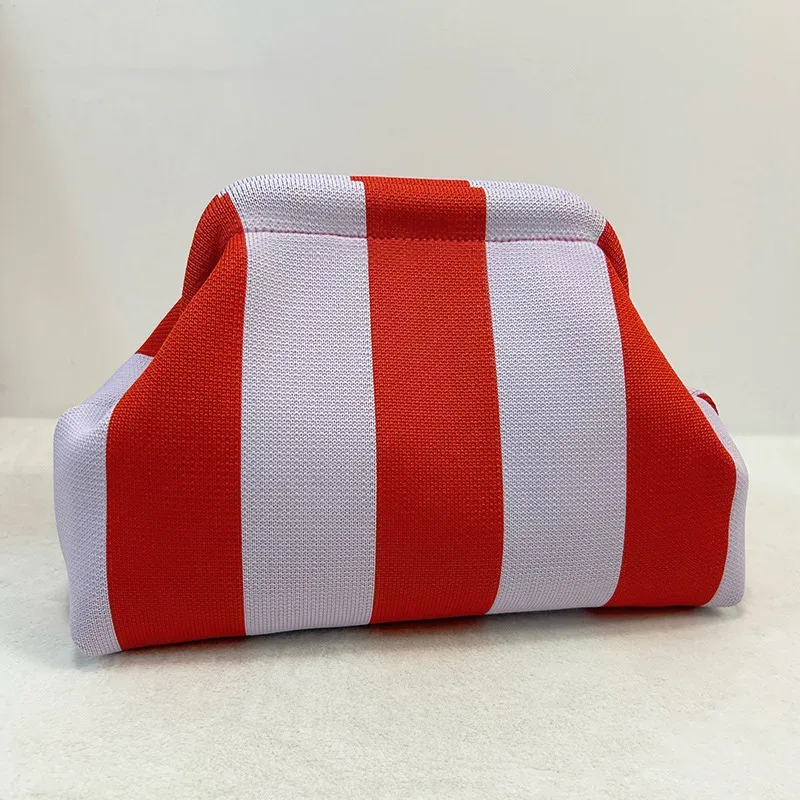 sac à main d'été pour la plage, sacs à main en crochet tissé pour femmes, sacs à main en tricot, pochette plissée, sac nuage mignon décontracté, sac colorblock