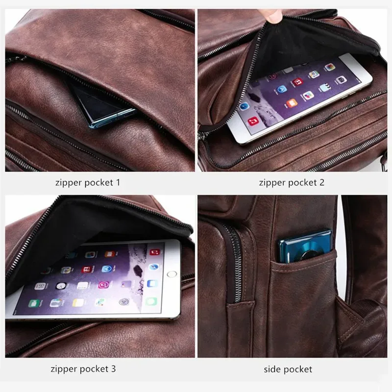 sac à dos en cuir vintage jeep buluo pour homme, grande capacité, sac pour ordinateur portable, sac à dos décontracté pour le travail, les voyages, l'université