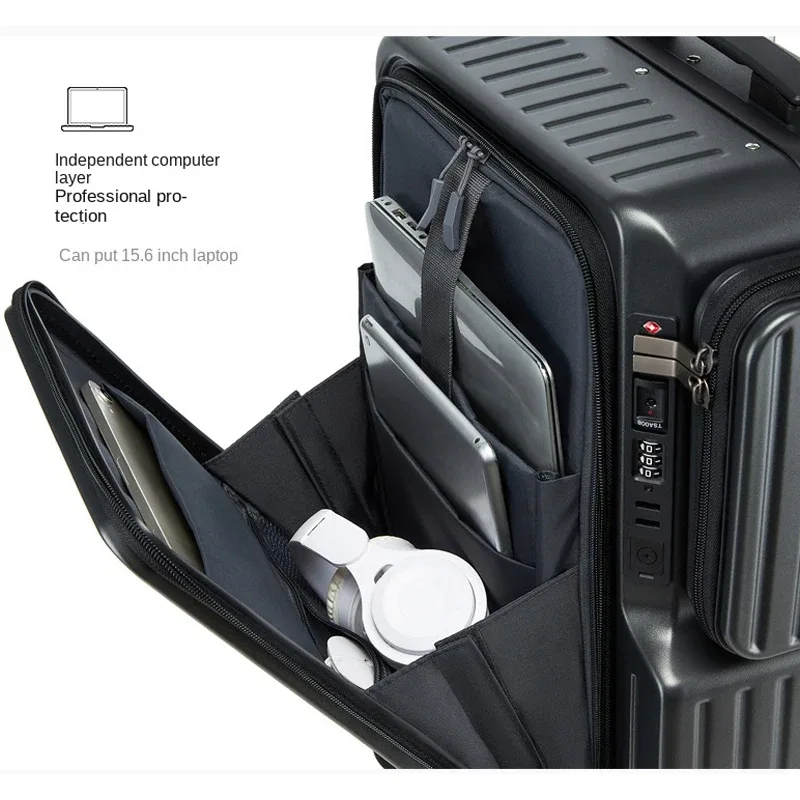 valise polyvalente roues toupies poignée supérieure compartiments intérieurs sac détachable noire grise voyage business week end