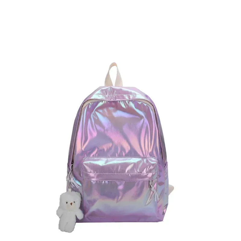sacs à dos brillants kpop pour femmes, grande capacité, décontractés, pour filles, sac d'école, sac à dos pour ordinateur portable, sac de voyage en cuir pu, sac à dos féminin