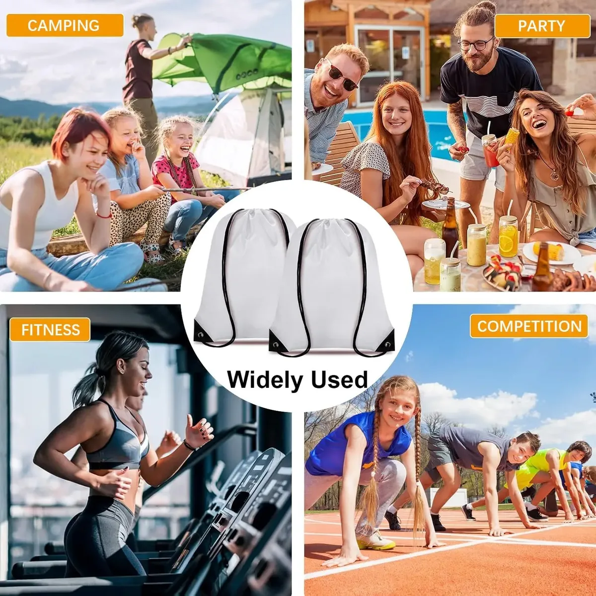 lot de 2/6/10 sacs de sport pliables et étanches avec cordon de serrage, sacs à dos de fitness, sacs de randonnée, de camping, de natation et de sport