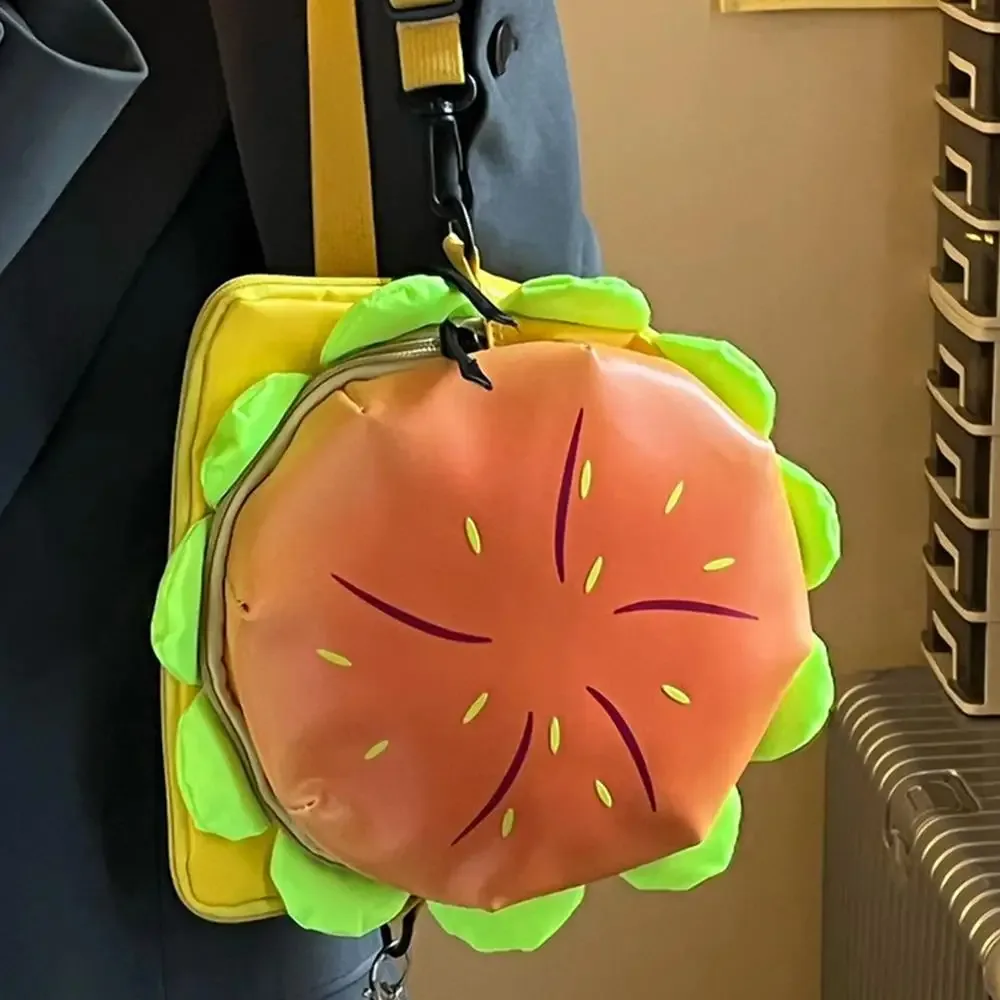 sac à bandoulière hamburger de dessin animé, sac à dos cheeseburger en pu, cartable de grande capacité, sac messager pour voyage en plein air, cadeau pour filles