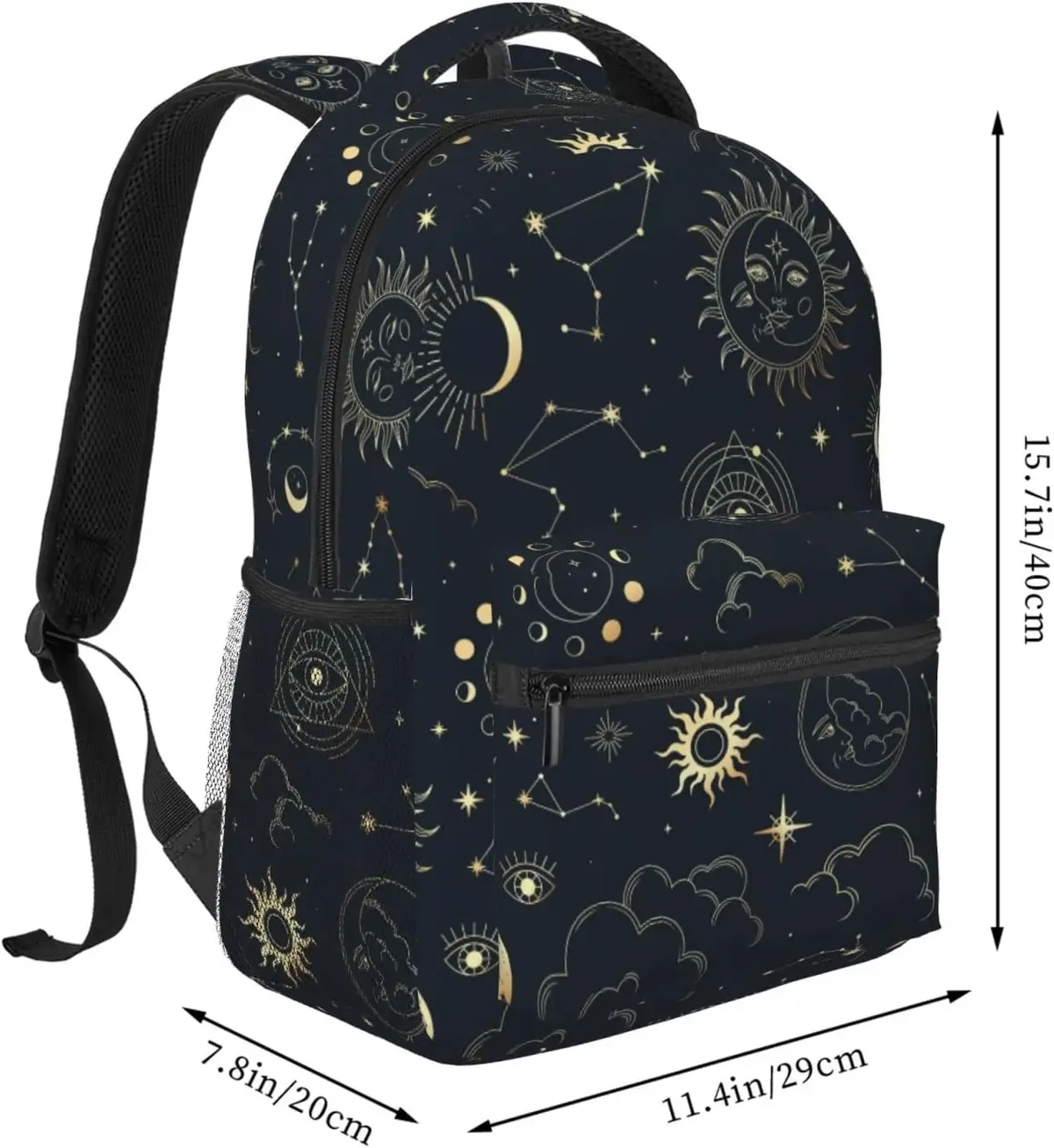 stratravelling-sac à dos léger pour ordinateur portable pour hommes et femmes, sac à dos universitaire, sac à dos décontracté, constellations magiques, soleil, lune, étoile