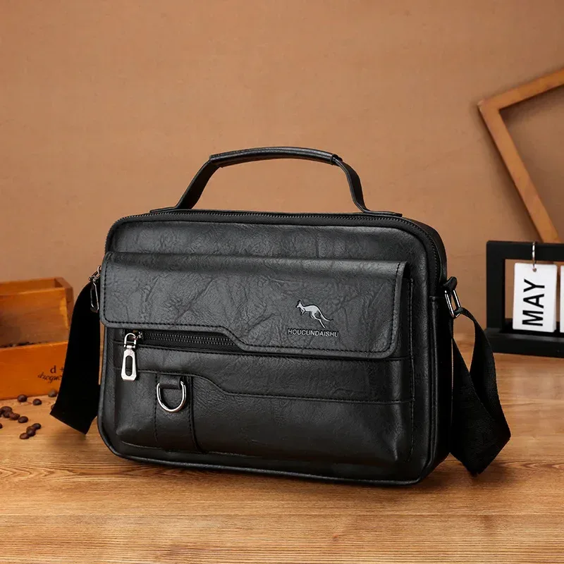 sacs de messager de marque kangourou de luxe hommes en cuir sac à bandoulière décontracté pour hommes marron noir sac à bandoulière d'affaires sac à main masculin