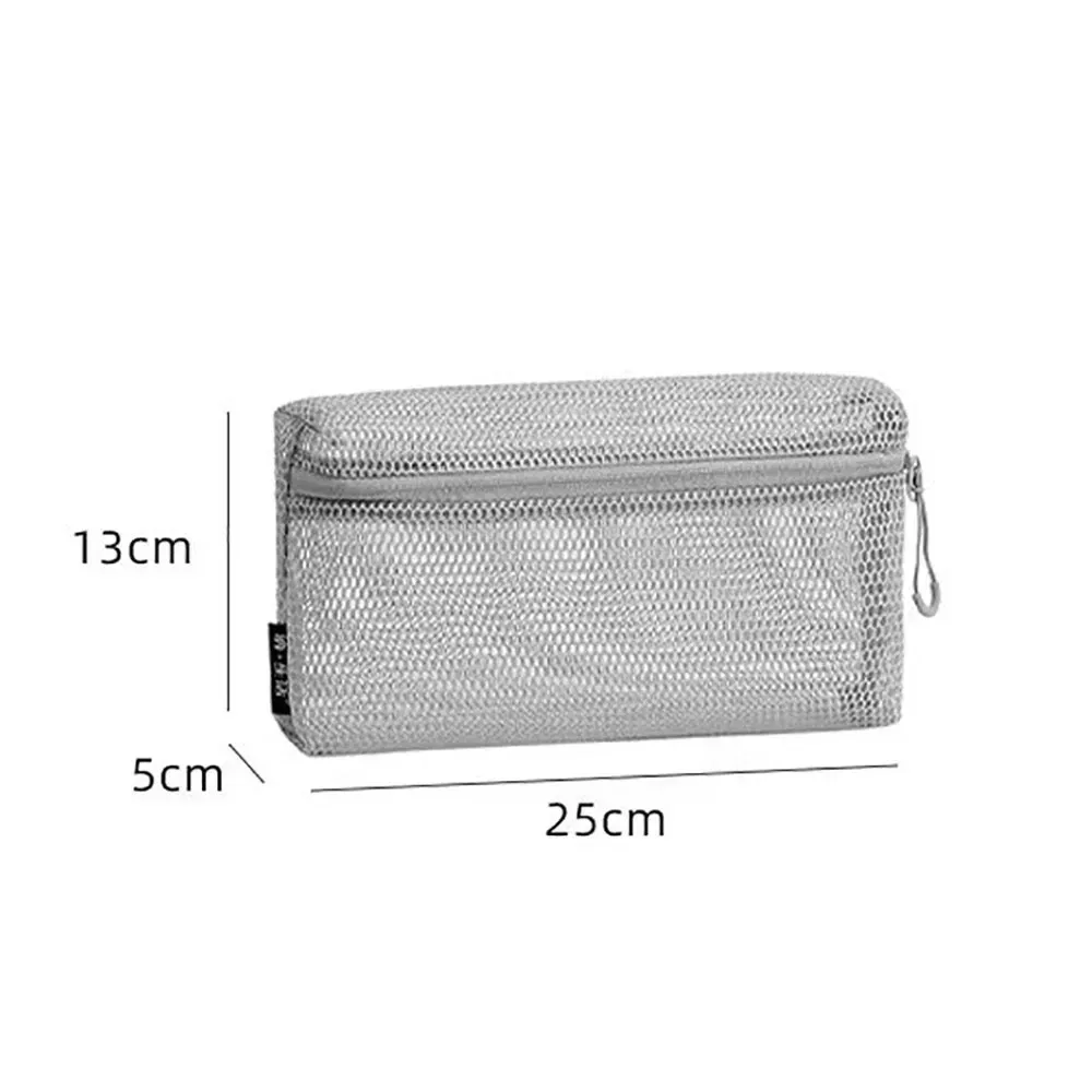 poudres de stockage en nylon décontractées, sac cosmétique en maille à main, polyvalent avec fermeture éclair, voyage