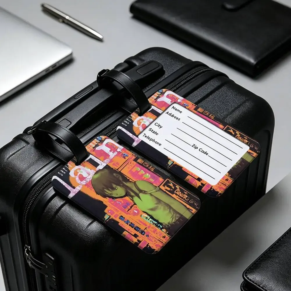 porte-cartes d'information en pvc, étiquette de bagage, étiquette de nom étanche anti-perte pour voyage, série e-experiments l-lain anime
