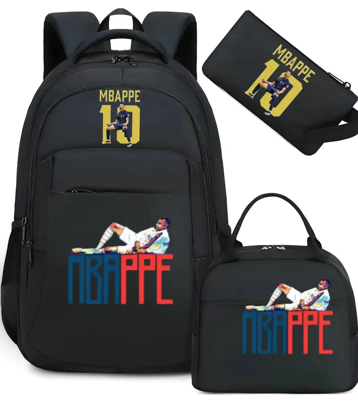 sac à dos m-mbappe camouflage 3 pièces, sacs d'école pour ordinateur portable, pour garçons et filles, sacs de voyage décontractés pour femmes et hommes, mochila