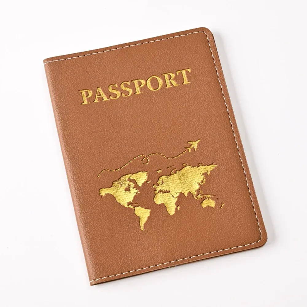 couverture de passeport personnalisée avec nom et initiales, carte du monde dorée, porte-passeport personnalisé, nouveaux accessoires de voyage pour femmes et hommes