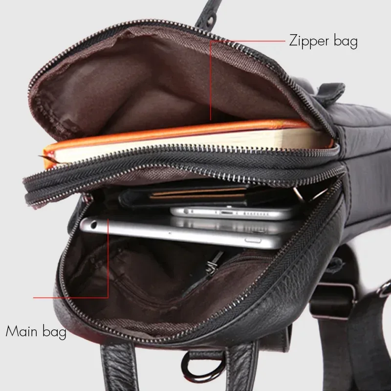 sac voyage cuir véritable marron vintage robuste poche zip ceinture ajustable casual week end sport sac voyage