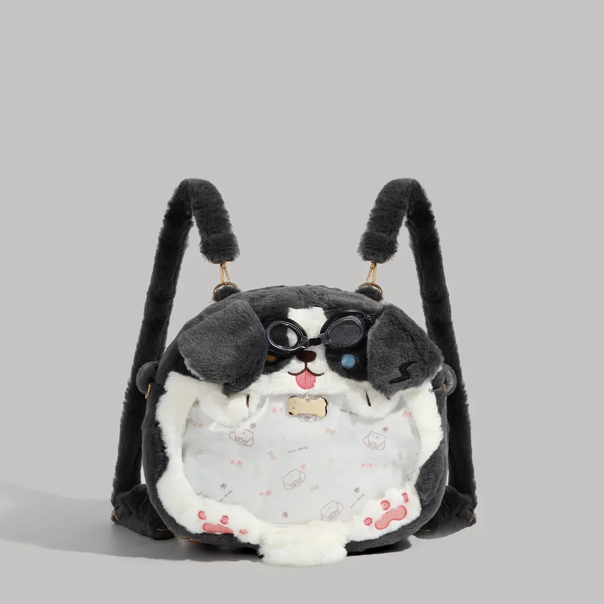 sac à dos en peluche brodé chien mignon velours or fourrure dessin animé jk fermeture éclair étudiant grande capacité sac unisexe ﻿