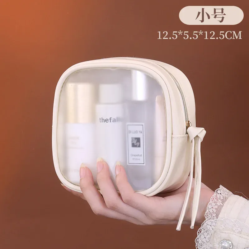 ensemble de trousses de maquillage semi-transparentes de luxe, 3 pièces, grande capacité, organiseur de cosmétiques de voyage, pochette de rangement portable pour femmes